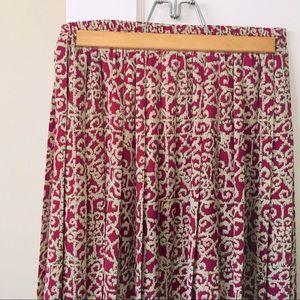 LP Vintage 80s Pleated Midi Skirt Art Nouveau Greco Roman Fabric Design